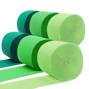 lot 4075 image: PheiLa Green Crepe Paper Streamers 6 Rolls 492ft, Crepe Paper Birthday Decorations Green Party Supplies for DIY Gift Wrapping Wedding Holiday Party Decor, 1.77 Inch x 82 FtRoll - Retail $8