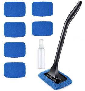 lot 4082 image: DEPOVTE Windshield Cleaner Tool Car Window Cleaner with 6 Reusable and Washable Microfiber Pads and Extendable Handle Auto Inside Glass Wiper Kit (Blue) - Retail $7