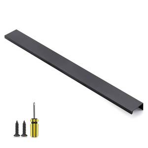 lot 4083 image: Ravinte 1 Pack Finger Pulls for Cabinets 400mm15.75 Length Black Edge Pulls Matte Black Finger Cabinet Concealed Handles for Kitchen Drawer Tab Handle - Retail $11