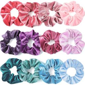 lot 4087 image: IVARYSS Scrunchies for Girls, 12 Pcs Velvet Scrunchies for Hair, Soft Ponytail Holder, Cute Colors Elastic Hair Bands for Teens and Women - Retail $13