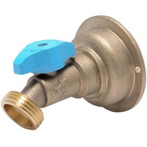 lot 4089 image: SharkBite 34 x 34 Inch MHT 45 Degree Hose Bibb, Quarter Turn, Push To Connect Brass Plumbing Fitting, PEX Pipe, Copper, CPVC, PE-RT, HDPE, 24631LF - Retail $16