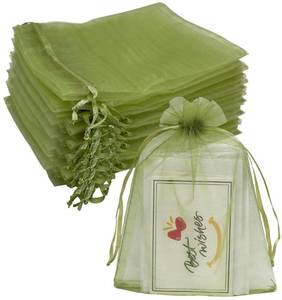 lot 18106 image: Jexila 100PCS Olive Green Organza Gift Bags 5X7 Party Favor Bag Small Mesh Drawstring Gift Bag for Jewelry Candy Candle Sachet Bag Fruit Protection Netting Bag - Retail $12