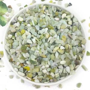 lot 18125 image: YISZM 2LB Succulent and Cactus Pebbles, 15 Inch Jade Natural Decorative Polished Stones, River Rocks for for Indoor Plants, Vases, Planters and Outdoor Gardening - Retail $10