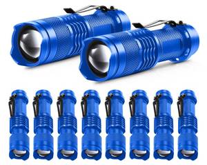 lot 19291 image: Mudder 10 Pack Mini LED Flashlight 3 Lighting Modes Small Adjustable Handheld Flashlight with Belt Clip for Camping Home Hiking Outdoor Work(Blue,White Light) - Retail $20