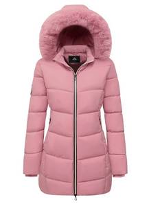lot 19295 image: MOERDENG Womens Winter Windproof Warm Down Coats Waterproof Thicken Hooded fashions Puffer Jacket Pink 04-3XL - Retail $57
