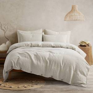 lot 19296 image: ATLINIA Bedding Duvet Cover Set 100percent Linen - 100percent French Flax Washed Bed Sets Farmhouse Comforter Cover Set (1 Duvet Cover and 2 Pillow Shams) King Size Natural - Retail $150