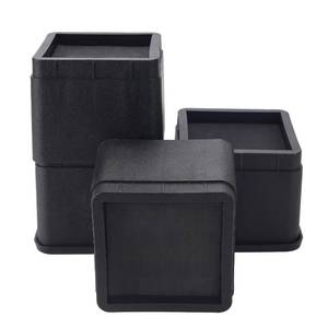lot 19302 image: BTSD-home Adjustable Bed Risers 3 or 6 Inch Heavy Duty Stackable Furniture Risers for College Dorm Bed Sofa Table Couch Chair Bed Raisers Blocks Set of 4 Black - Retail $15