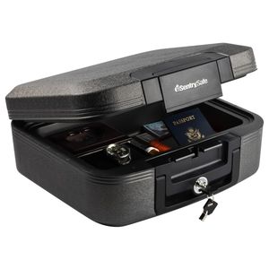 lot 19318 image: SentrySafe CHW20201 Fire and Water-Resistant Chest Safe with Key Lock  0.28 Cu. ft. - Retail $106
