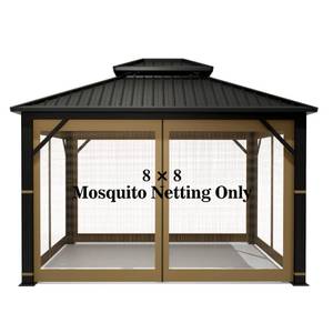 lot 19325 image: Gazebo Universal Replacement Mosquito Netting � Hugline 8 x 8 Outdoor Mesh Netting Screen 4-Panel Sidewall Curtain with Zipper (Khaki) - Retail $559