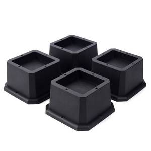 lot 19328 image: BTSD-home Furniture Risers 2 Inch Bed Risers Heavy Duty Adjustable Dorm Bed Lifts Risers Table Desk Chair Leg Extenders 3 Pack Black - Retail $12