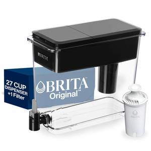lot 19340 image: Brita UltraMax Large Water Dispenser With Standard Filter, BPA-Free, Reduces Copper, Cadmium and Mercury Impurities, Lasts 2 Months or 40 Gallons, Includes 1 Filter, Kitchen Accessories, Large 27-Cup - Retail $38