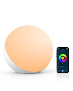 lot 19353 image: Hifree Smart Table Lamp, Dimmable Desk Lamp with AppVoice Control, LED RGB Color Changing Touch Lamp, Night Light for Bedroom Compatible with Alexa - Retail $39