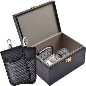 lot 19361 image: Faraday Box and 2 Pack Faraday Bag for Key Fob Protector, Faraday Cage Key Fob Signal Blocker Faraday Key Fob Protector Faraday Pouch RFID Box for Car Keys - Retail $20