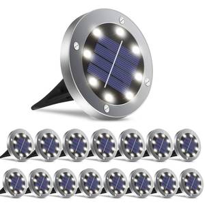 lot 19362 image: OULONGER Solar Ground Lights 16 Packs, Garden Solar Outdoor Waterproof Pathway Bright In-Ground Landscape Lights for Patio, Lawn, Yard, Driveway, Step and Walkway White Light - Retail $50