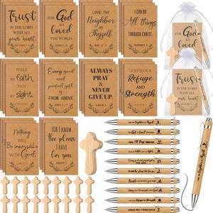 lot 19365 image: Spakon Christmas Christian Gifts Bulk Scripture Notebooks Ballpoint Pens with Prayer Crosses for Church Office Appreciation Gifts Employee Coworker Bible Study Supplies(English) - Retail $30