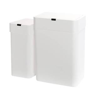 lot 19366 image: ELPHECO Bathroom Trash Can with Lid, 2 Pack Automatic Garbage Can, 2.5 Gallon  4 Gallon Motion Sensor Smart Bathroom Decor, Slim Waterproof Trash Bins for Bedroom, Office, Living Room, White - Retail $40