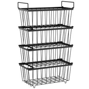 lot 19371 image: iSPECLE Freezer Organizer Bins - 4 Pack Small Stackable Deep, Bins for 7 Cu.Ft, Easy Get Bottom Foods without Digging, Chest Freezer Organizer Prevent Frozen Food Waste, Black - Retail $40