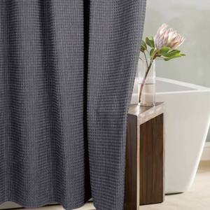 lot 19378 image: Popkozzi Grey Waffle Shower Curtain 78 Inch Gray Textured Heavy Duty Fabric Long Shower Curtains for Bathroom - Water Repellent Washable Cloth Hotel Spa Luxury Neutral Bath Curtain - 72x78 - Retail $25