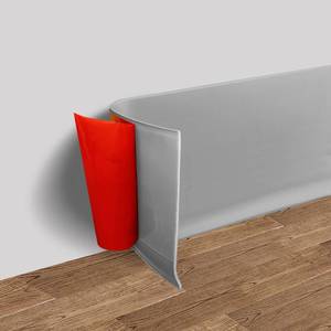 lot 19399 image: Vinyl Wall Base Baseboard Molding Trim 6 Flexible Self Adhesive Rubber Wall Base Moulding Trim Peel and Stick Design, 6 Inch x 20 Feet, Gray - Retail $39
