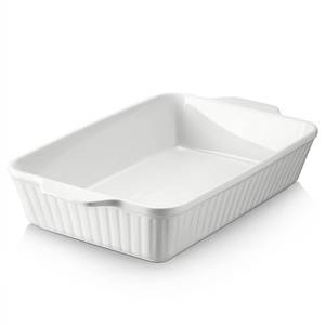 lot 19404 image: DOWAN Casserole Dish, 9x13 Ceramic Baking Dish, Large Lasagna Pan Deep for Oven, 4.2 Quarts Baking Pan with Handles, Oven Safe and Durable Bakeware for Lasagna, Home Decor, Wedding Gift, Soft White - Retail $31