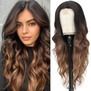 lot 19417 image: Brown Mixed Blonde Wig for Women Highlighted Long Blonde Wavy Curly Hair Wigs Synthetic Hair Replacement Wig Heat Resistant Hair Wig for Daily Party Use - Retail $33