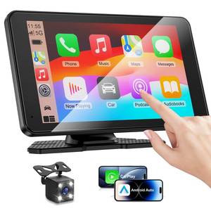 lot 19422 image: Apple Carplay Screen for Car, 7 HD Portable Car Stereo Touch Screen with Wireless Android Auto, Backup Camera with LEDMirror LinkVoice ControlBluetoothGPSAUXFM Satellite Radio for All Vehicles - Retail $69