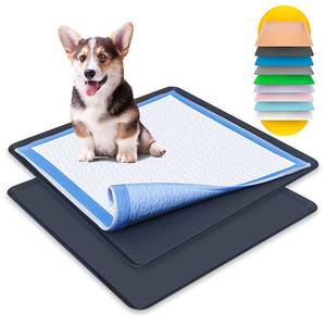 lot 19424 image: TidyFriend 2 Pack Dog Pee Pad Holder Tray - Fits Up to 24� x 24� Pee Pad Holder for Dogs - Stable Grip, Raised Edges, Quick-Wipe Silicone Surface Dog Pad Holder for Indoor Flooring Protection (Black) - Retail $32