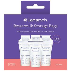 lot 19427 image: Lansinoh Breast Milk Storage Bags, Fast Freeze and Thaw Breast Milk Bags for Baby Bottle Feeding - 100ct6oz - Retail $97