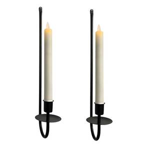 lot 19428 image: WHSLILR Metal Wall Candle Sconces Holder - Modern Candle Sconces Wall Decor Set of 2, Hanging Wall Candle Holder for Fireplace Hallway Living Room Farmhouse Stairway Wall Decor, Black, CS001