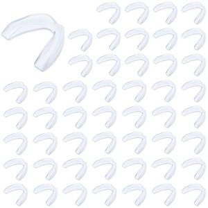 lot 19441 image: Kathfly 50 Pcs Football Mouth Guards Bulk Sports Mouth Pieces Protection Silicone Athletic Braces Football Accessories Teeth Armor Adult Teenager Teeth Armor for Boxing Basketball Hockey(Clear) - Retail $23