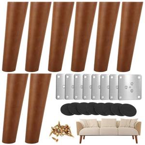 lot 19442 image: SENENQU 8 Pack Angled Furniture Legs 8 Inch Solid Wood Sofa Legs Natural Wooden Couch Legs Replacement Legs for Armchair, Cabinet, Chair, Footstool, Mid Century Modern Dresser, Brown - Retail $29