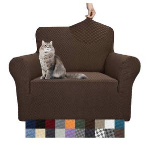 lot 19447 image: YEMYHOM Couch Cover Latest Jacquard Design High Stretch Sofa Chair Covers for Living Room, Pet Dog Cat Proof Armchair Slipcover Non Slip Magic Elastic Furniture Protector (Small, Dark Coffee) - Retail $35