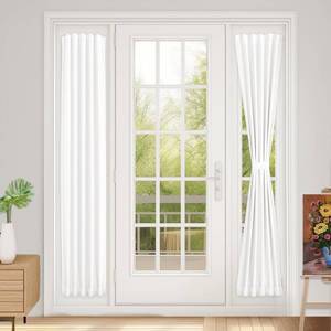 lot 20401 image: Vatge Front Door Sidelight Curtains with Velcro - 12x72 Door Window Covering, 50percent Sunlight Blocking French Curtain, 1 Panel, W12 x L72, Pure White - Retail $15