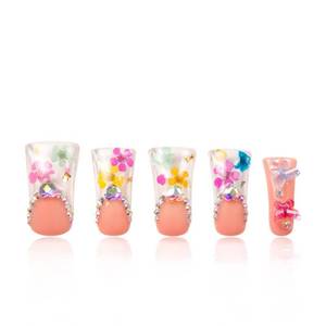 lot 20402 image: LOVFUL Press on Duck Nails Flora  Salon Quality Handmade Acrylic with Full Covered Crystals  Reusable Fake Nails  Duck Classic Regular 1.3 in  H176-M - Retail $47