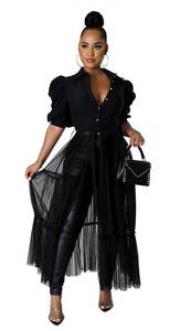 lot 20403 image: Ekaliy Womens Short Sleeve Round Neck High Low Asymmetrical Irregular Hem Casual Tops Blouse Shirt Dress L Black - Retail $39