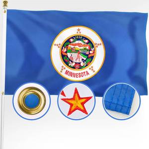 lot 20404 image: XIFAN Premium Minnesota State Flag 3x5 ft Outdoor, Double Sided Embroidered Image, Heavy Duty 210D Nylon MN Flags, the Strongest Longest Lasting for Outside with Sewn StripesBrass Grommets - Retail $24
