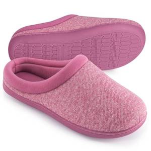 lot 20413 image: HomeTop Womens Knit Memory Foam Slippers Warm Soft House Shoes with Anti-slip Sole (9-10, Fushcia) - Retail $16