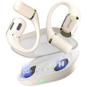 lot 20451 image: OHAYO Open Ear Headphones,Earbuds with Ergonomic Earhook,Bluetooth Headphones 5.4 with Smart Digital Display,40H Playtime,IPX6 Waterproof,Touch Control Earphones Fit Cycling,Running,Workout(Beige) - Retail $31