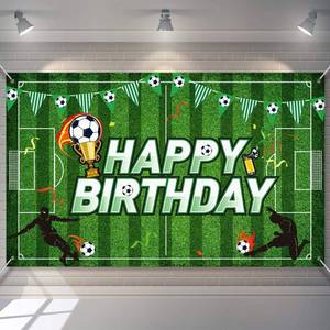 lot 20456 image: Soccer Birthday Party Backdrop Football Field Photo Background Soccer Theme Birthday Party Decorations Photo Booth Props for Cake Table Decorations, 5.9 x 3.6 Feet - Retail $10