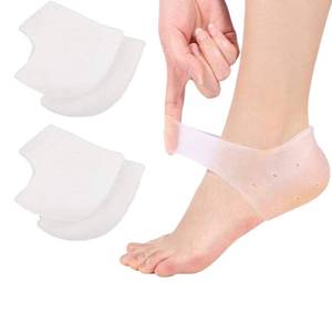 lot 20458 image: VivoFoot 2 Pairs Gel Heel Protectors, Blister Prevention Heel Sleeves, Silicone Heel Cups and Ankle Protectors for Heel Pain and Cracked Heels Relief for Men and Women - Retail $10