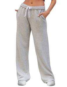 lot 20459 image: FACDIBY Womens Wide Leg Sweatpants High Waisted Baggy Interior Drawstring Sweatpants Straight Leg Sweat Pants, Grey M - Retail $29