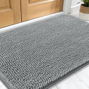 lot 20468 image: OLANLY Dog Door Mat for Muddy Paws 34x21, Absorbs Moisture and Dirt, Absorbent Non-Slip Washable Doormat, Quick Dry Chenille Mud Mat for Dogs, Entry Indoor Entryway Carpet for Inside Floor, Grey - Retail $31