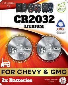 lot 20470 image: Key Fob Battery CR2032 for Chevy (2 Pack) - OEM Remote Replacement for Chevy Tahoe, Suburban, Trax, Equinox, Silverado, and GMC Yukon, Acadia, Terrain, Sierra (HYQ1AA, HYQ1EA) - Check Fitment Guide - Retail $10