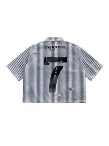 lot 20472 image: VIPWOLF Mens Gingham Oversized Tshirts Number Print Short Sleeve Button Up Baggy Tee Top Streetwear Blue Number Y2K Small - Retail $24