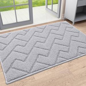 lot 20487 image: OLANLY Indoor Door Mat, 32x20, Dirt Resistant and Absorbent, Sturdy Non-Slip Rubber Backing, Easy to Clean, Washable Low-Profile Doormat for Entryway, Light Grey - Retail $17