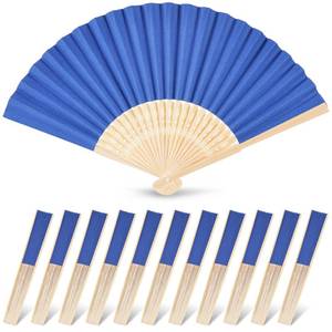 lot 20493 image: JOHOUSE 12 Pcs Paper Folding Hand Fans, 8.3 Inch Dark Blue Paper Fans Handheld for Wedding, Outdoor Party Favors, Baby Shower Decorations, Photography Prop - Retail $13