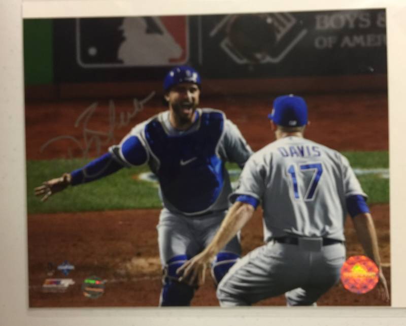 lot 1060 image: Signed Drew Butera 8x10 Glossy Photograph Silver Ink Last Out of 2015 World Series on Official World Series Photo WCOA