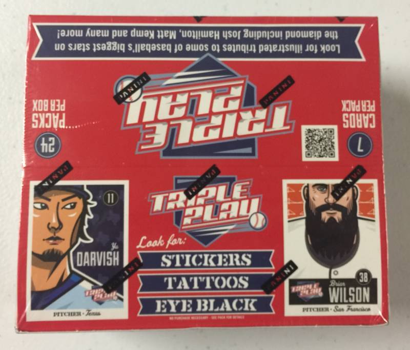 lot 1021 image: Sealed 24 Pack 2012 Panini Triple Play Factory Sealed Box 24 Packs 7 Cards per Pack