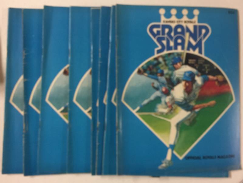lot 1025 image: Seven 1977 Kansas City Royals Grand Slam Gameday Scorebooks Almost Near Condition Different Games Inside
