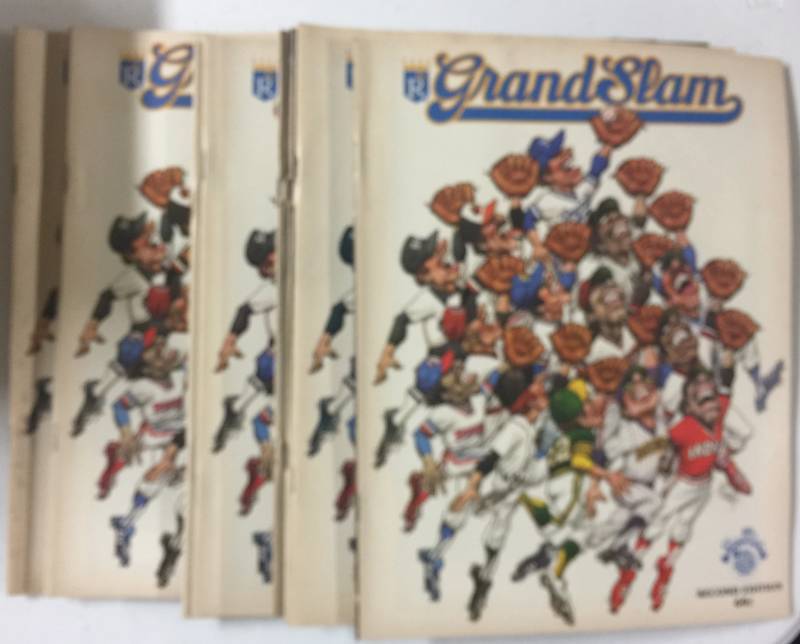 lot 1028 image: Nine 1979 Kansas City Royals Grand Slam 2nd Edition Gameday Scorebooks Almost Near Condition Different Games Inside